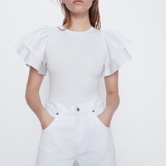 Zara TRF white jumpsuit with ruffles - Picture 2 of 5
